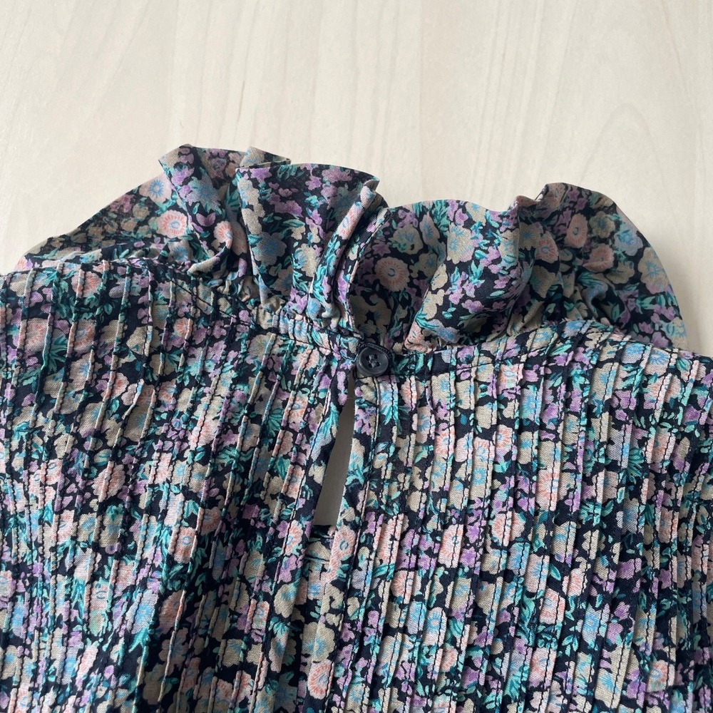 Doen Ruffle Neck Floral Multicolor Long Sleeve Blouse Size Small - Picture 12 of 12